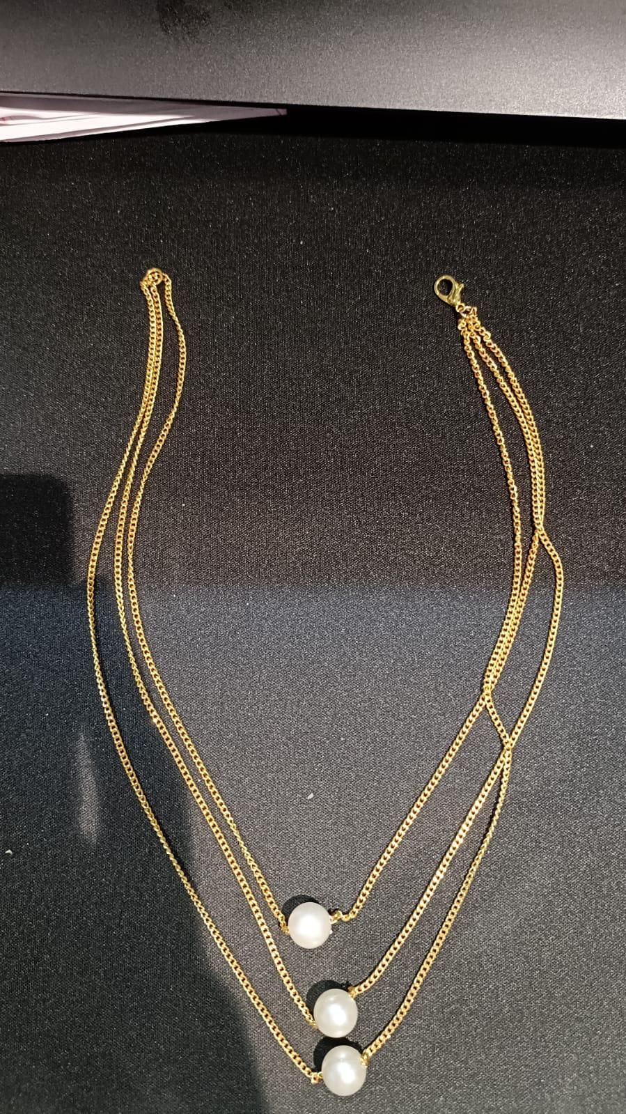 Gold Plated Pearl Layer Necklace