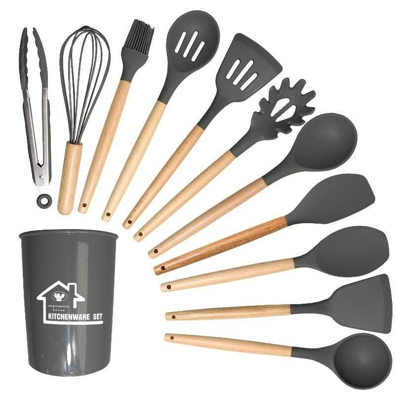 Silicone Cooking Utensils Set of 11pcs with Holder