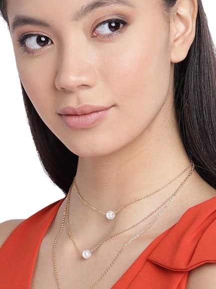Gold Plated Pearl Layer Necklace