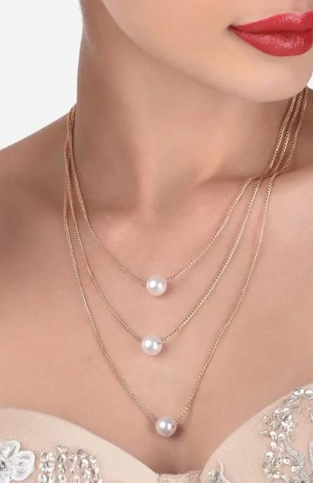 Gold Plated Pearl Layer Necklace